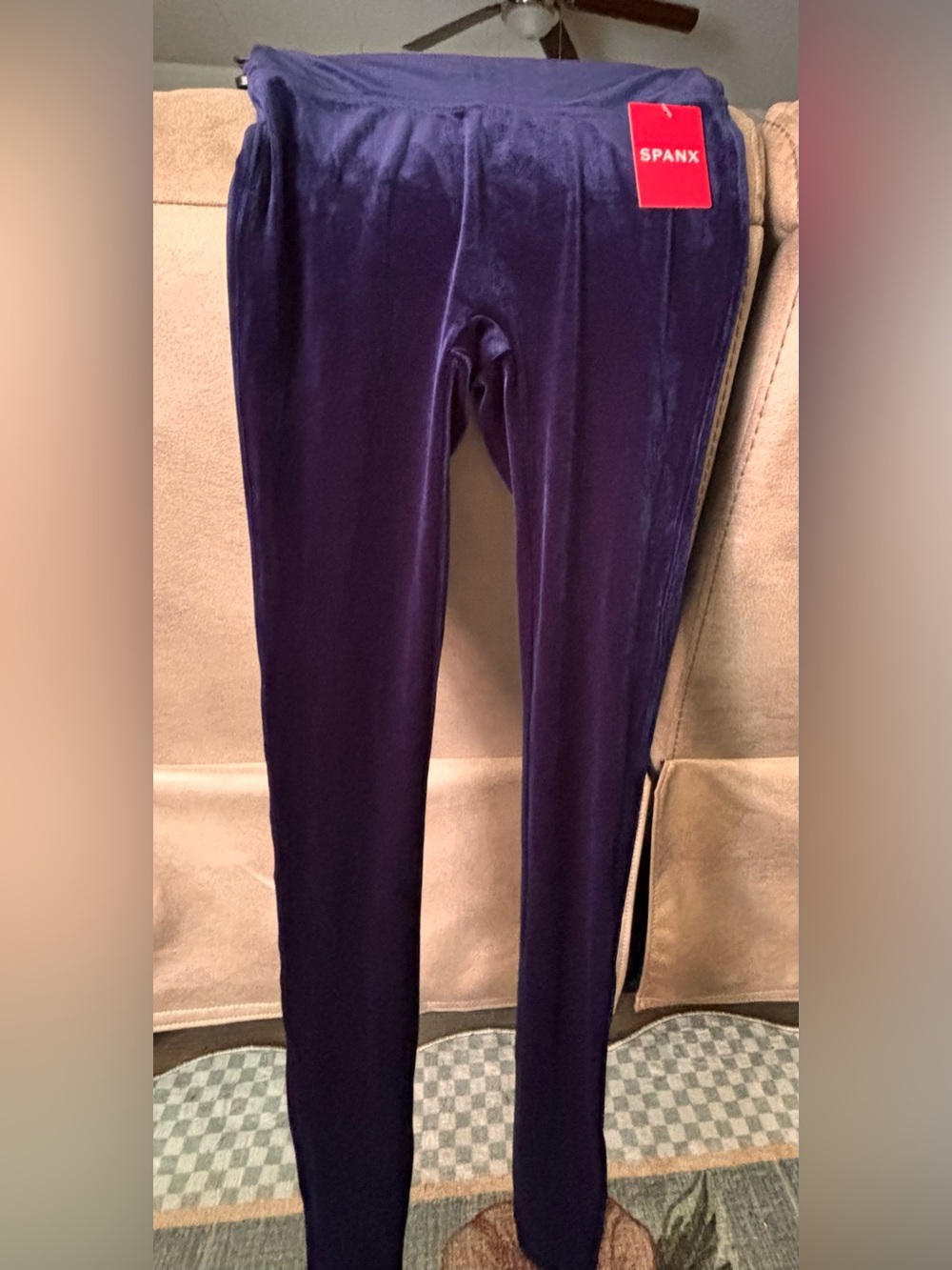 SPANX Velvet-Look Leggings in Deep blue color
